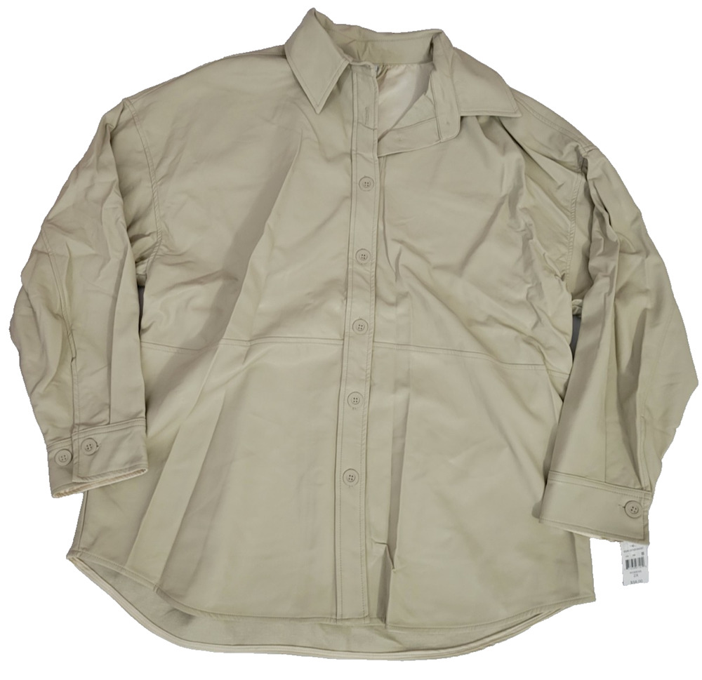 Grace + Karma Shacket Womens 2X Beige Button Front Shirt Jacket